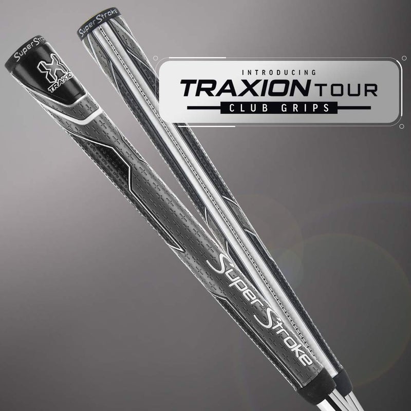 Super Stroke SuperStroke Traxion Tour Golf Club Grip, Standard, Advanced Surface Texture Improves Feedback and Tackiness and Even Hand Pressure, Black/Gray - Image 3